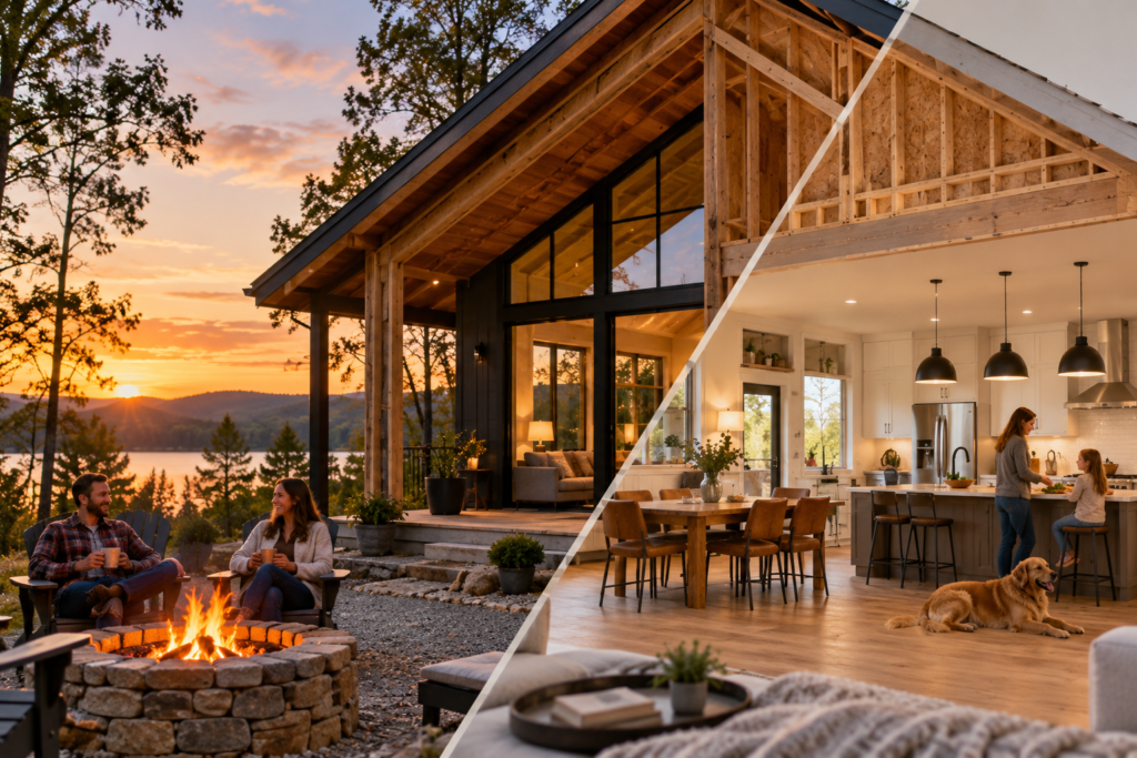 Custom shell home designed as a weekend retreat with the flexibility to become a full-time home later.
